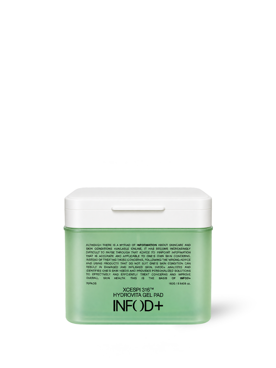 Pads hydrogel apaisants XCESPI316 Hydrovita INFOD+, 70 pads, vue de face