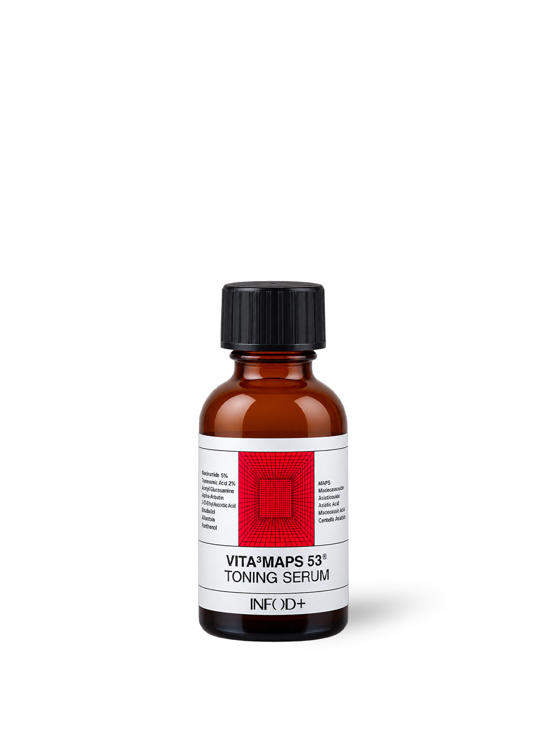 Sérum éclat Vita³MAPS Toning Serum INFOD+, 30 ml, flacon et pipette, vue de face