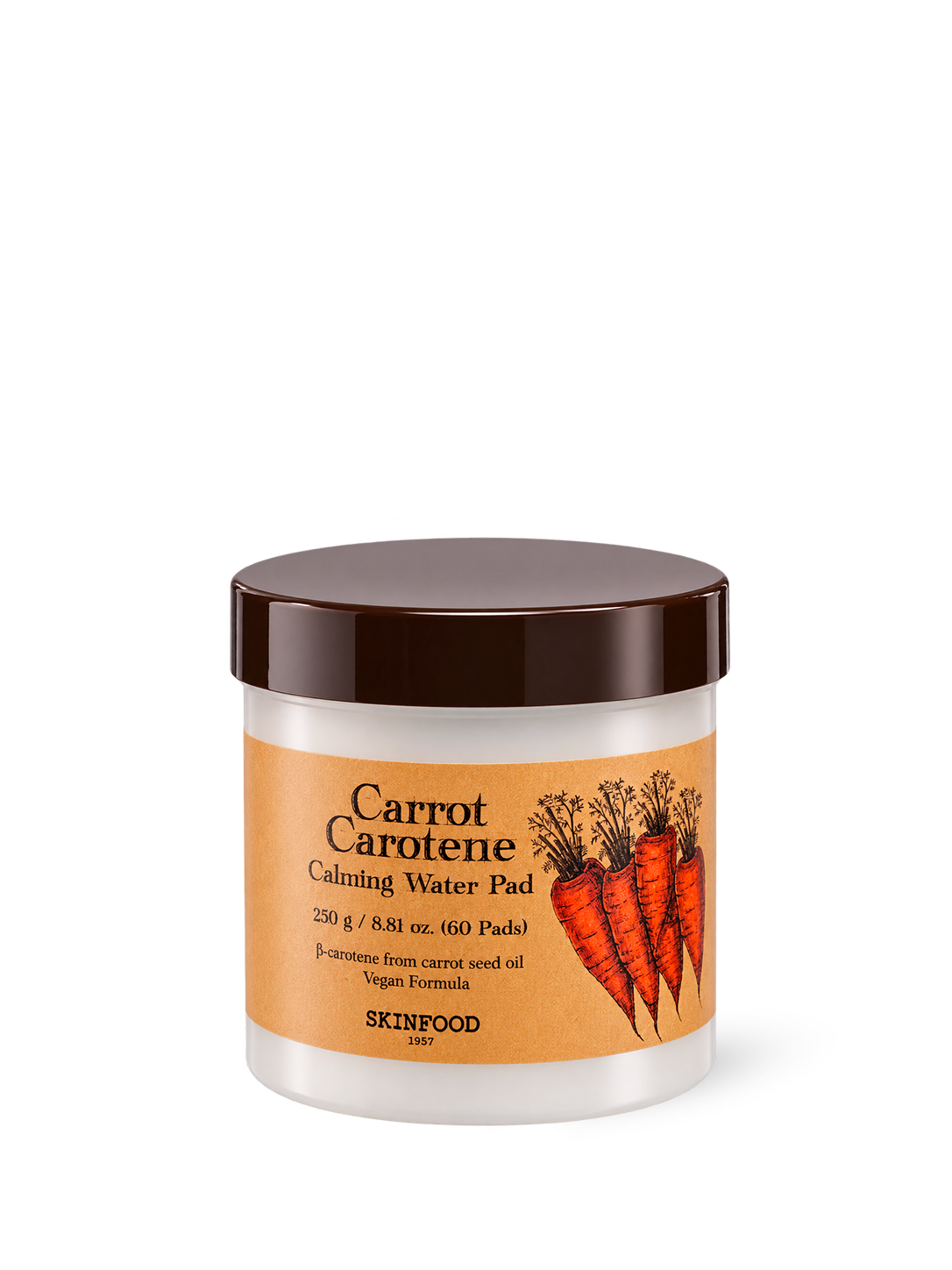 Disques apaisants Carrot Carotene Calming Water Pads SKINFOOD, 60 disques, vue de face
