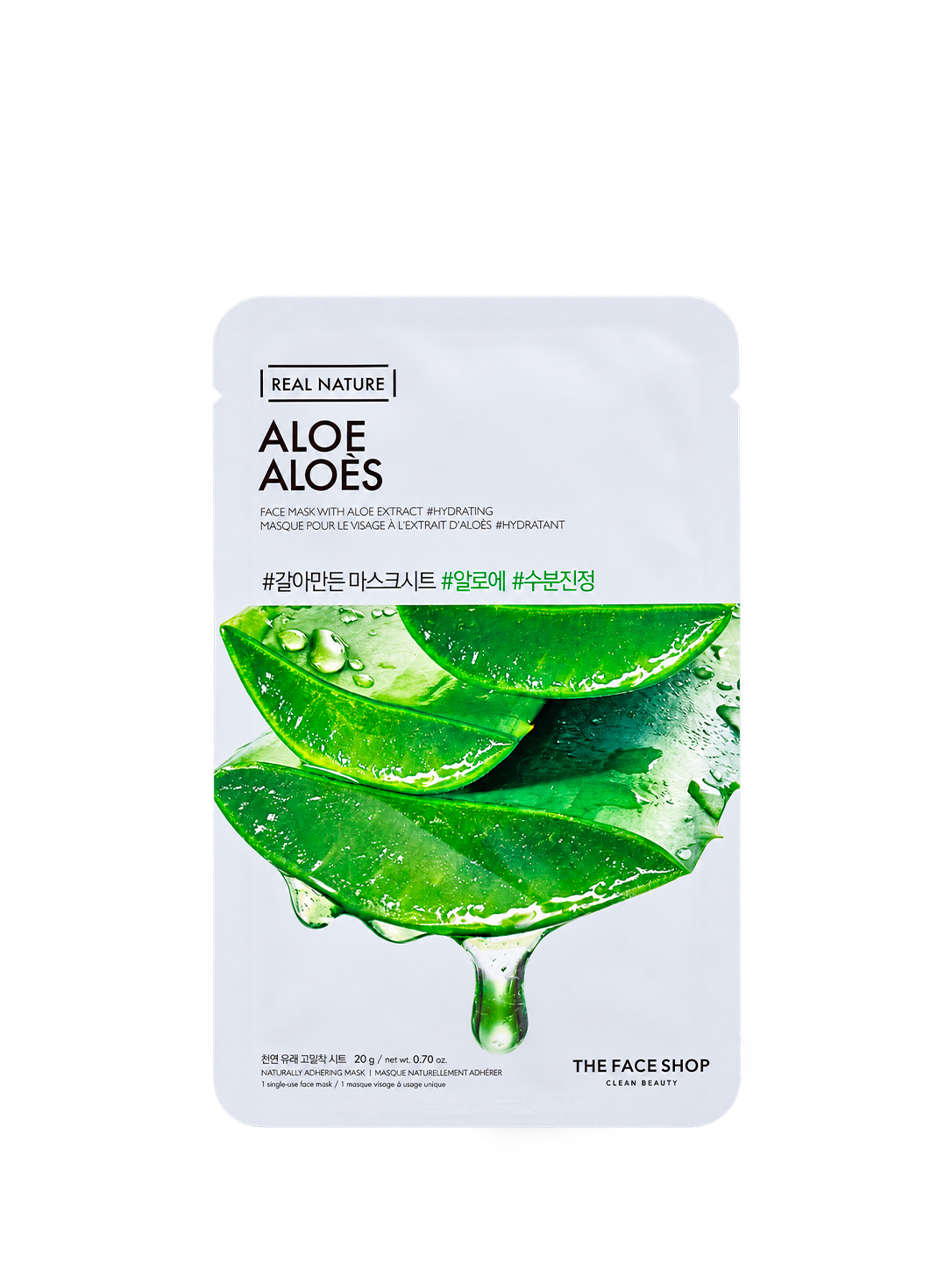 Masque tissu Real Nature Aloe The Face Shop, vue de face